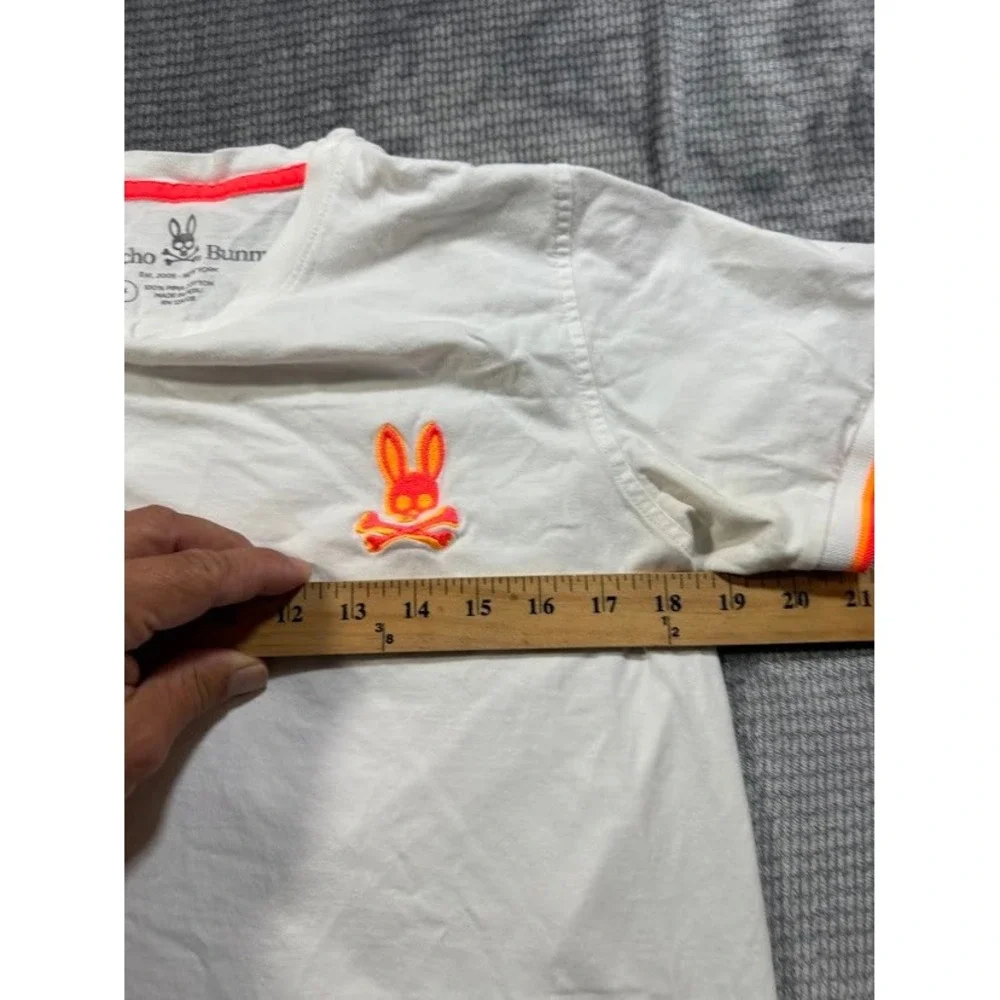 Psycho Bunny Boys White Pima Cotton T-Shirt Neon Logo Size 4 RN125028